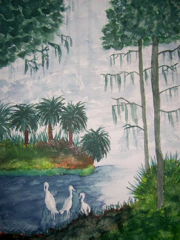 Landscape Art Print featuring the painting Palmetto Bayou by B Kathleen Fannin