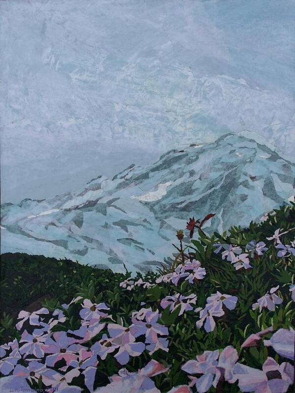 Landscape Art Print featuring the painting Paradise Mount Rainier by Leah Tomaino