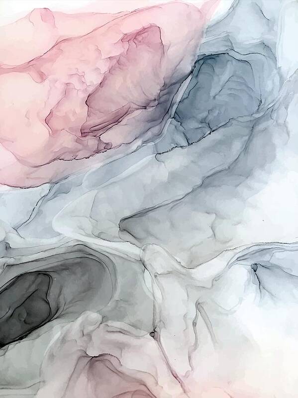 Digital Art Print featuring the painting Pastel Blush, Grey and Blue by Elizabeth Karlson