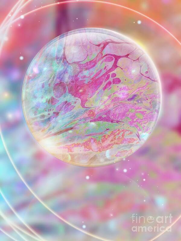 Colorful Art Print featuring the digital art Pastel Dream Sphere by Rachel Hannah