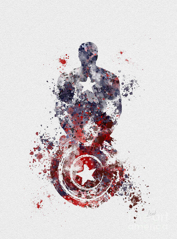 Captain America Art Print featuring the mixed media Patriotic Supersoldier by My Inspiration