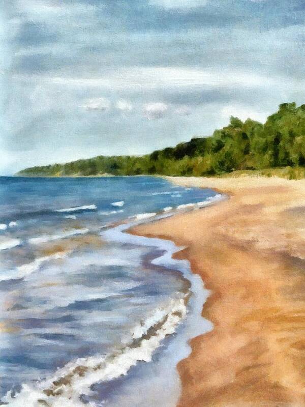 Beach Art Print featuring the painting Peaceful Beach at Pier Cove ll by Michelle Calkins