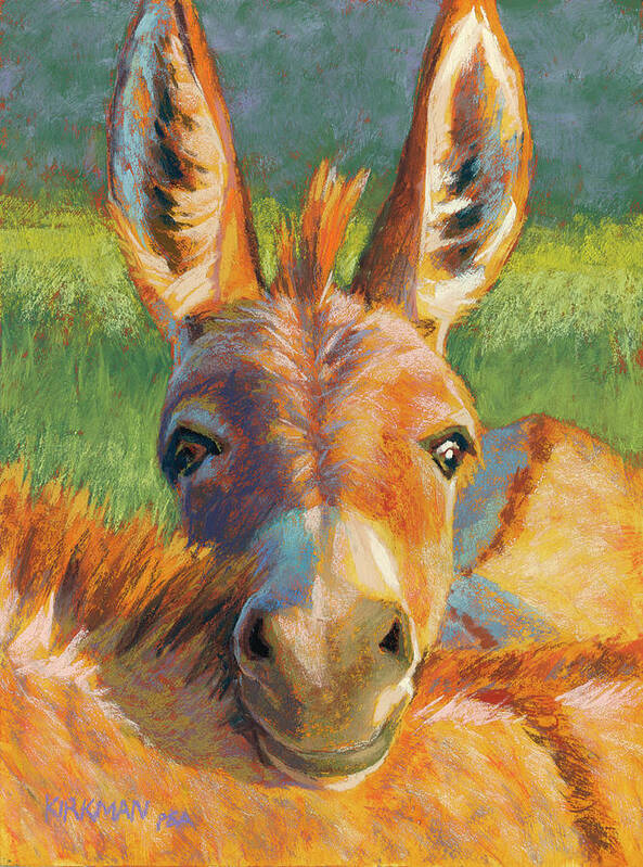 Donkey Art Print featuring the pastel Peek-A-Burro by Rita Kirkman