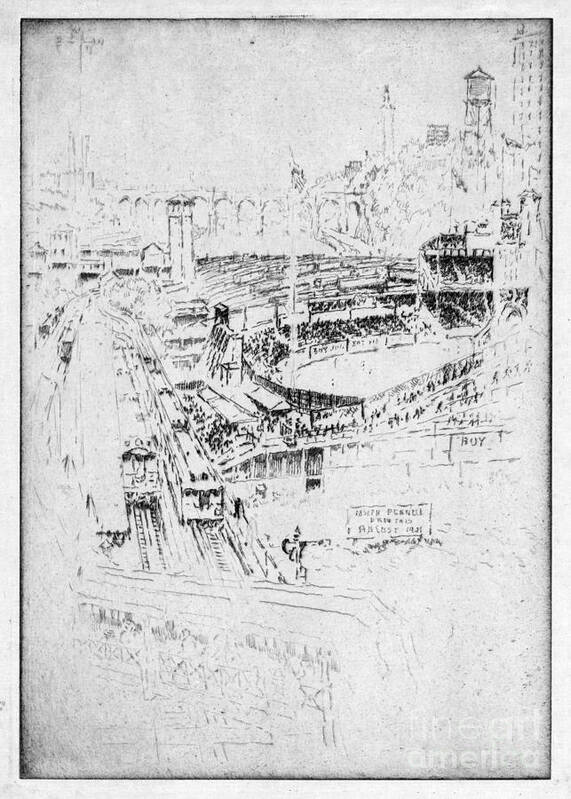 1921 Art Print featuring the drawing Pennell Polo Grounds 1921 by Granger