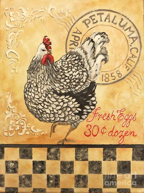 Petaluma Art Print featuring the painting Petaluma Chicken by Holly Bartlett Brannan