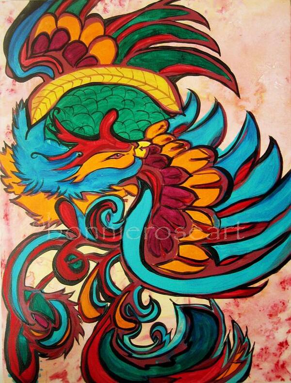 Phoenix Art Print featuring the painting Phoenix 2 by Bonnie Rose Parent