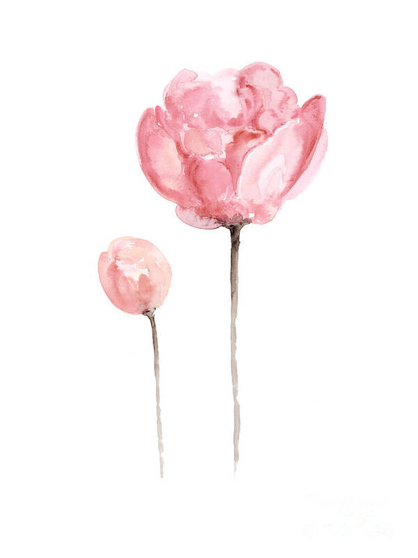 Peony Art Print featuring the painting Pink peonies watercolor painting by Joanna Szmerdt