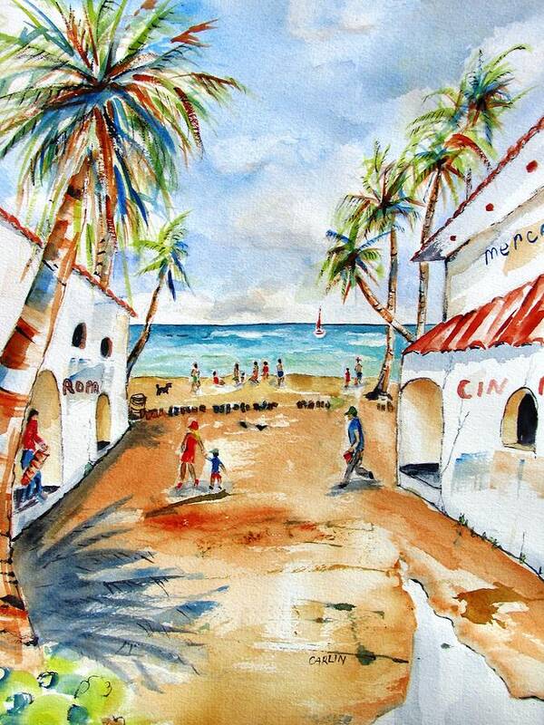 Playa Del Carmen Art Print featuring the painting Playa del Carmen by Carlin Blahnik CarlinArtWatercolor