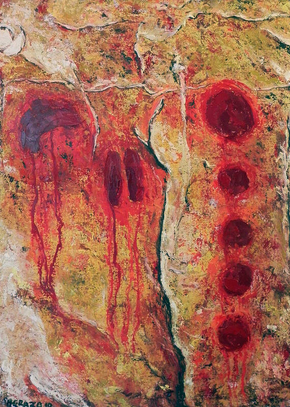 Cave Art Print featuring the painting Points and fingers by Ericka Herazo