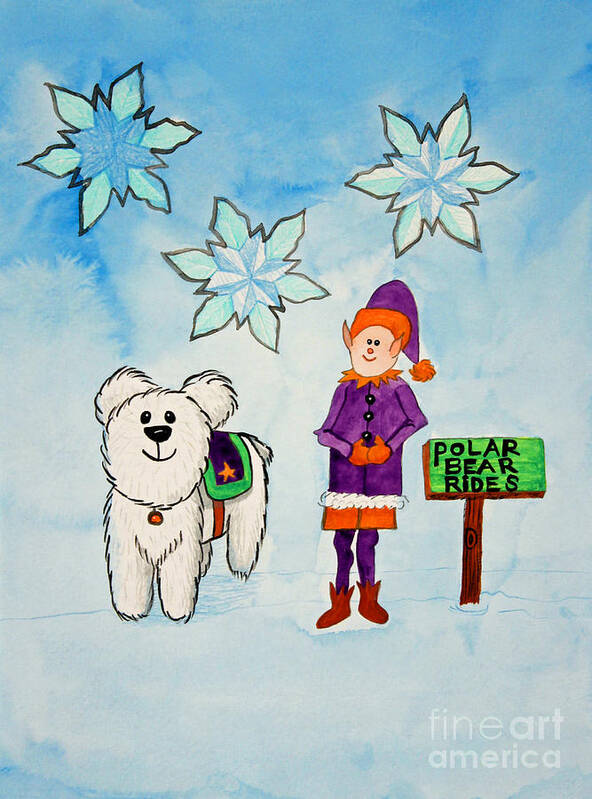 Polar Bear Art Print featuring the painting Polar Bear Rides by Norma Appleton