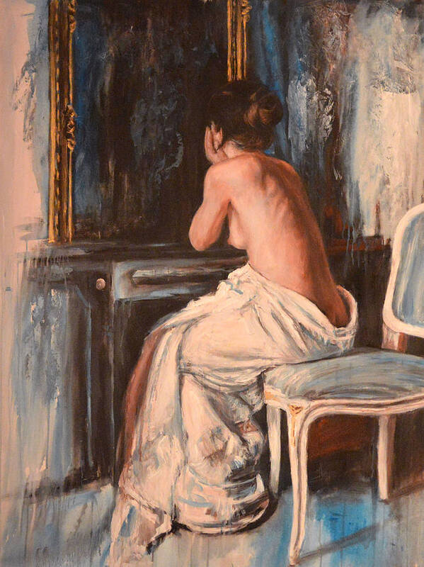 Nude Art Print featuring the painting Ponderazione by Escha Van den bogerd