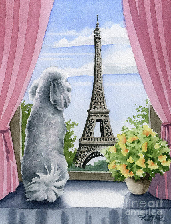 Poodle Art Print featuring the painting Poodle in Paris by David Rogers