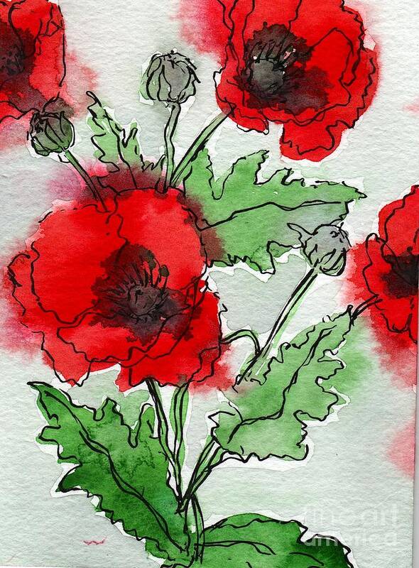 Poppies Art Print featuring the painting Watercolor Poppies by Amy Stielstra