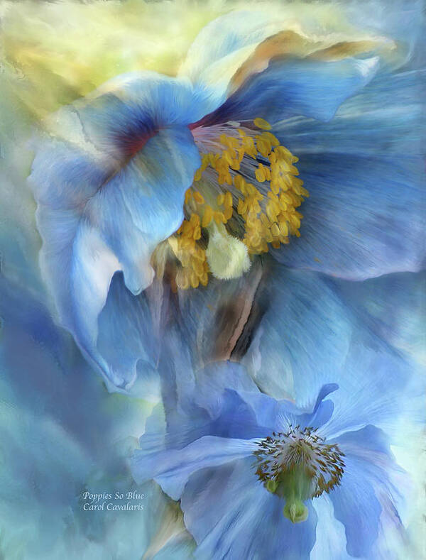 Poppy Art Print featuring the mixed media Poppies So Blue by Carol Cavalaris