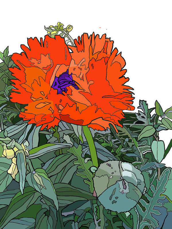 Orange Art Print featuring the painting Poppy by Jamie Downs