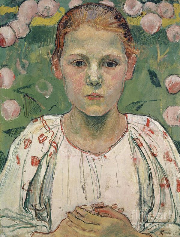 Young Art Print featuring the painting Portrait of Kathe von Bach in the Garden by Ferdinand Hodler
