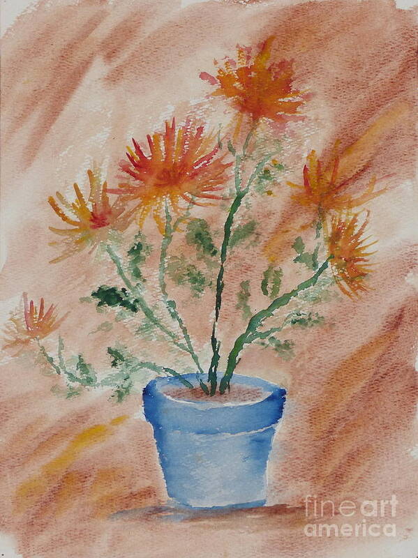 Potted Plant Art Print featuring the painting Potted Plant - A Watercolor by Eleanor Robinson