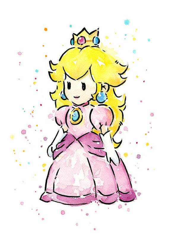 Peach Art Print featuring the painting Princess Peach Watercolor by Olga Shvartsur