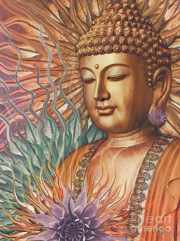 Buddha Art Print featuring the digital art Proliferation of Peace - Buddha Art by Christopher Beikmann by Christopher Beikmann