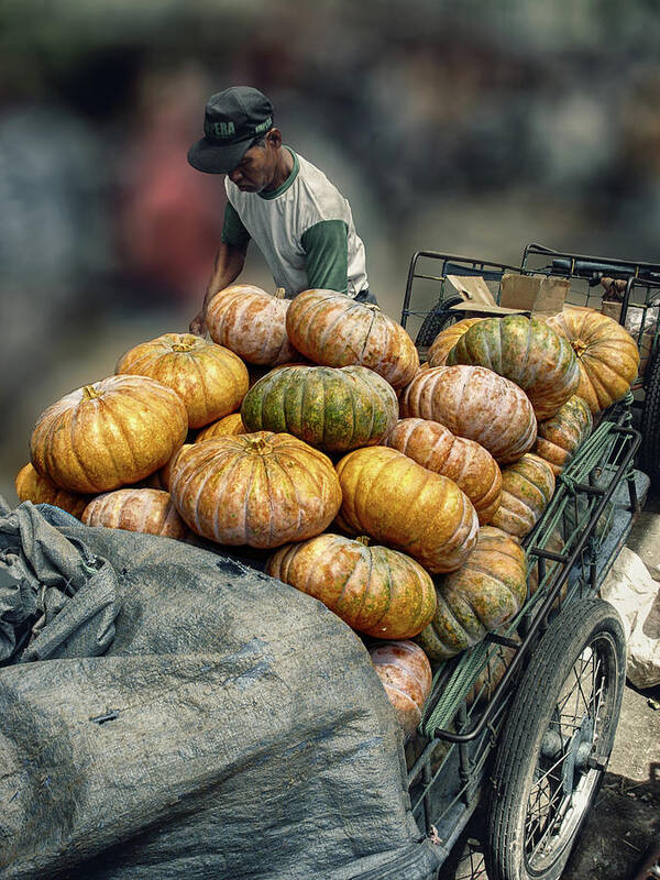 Cart Art Print featuring the photograph Pumpkins in The Cart by Charuhas Images