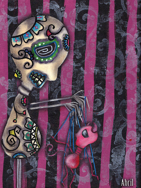 Day Of The Dead Art Print featuring the painting Puppet Master by Abril Andrade