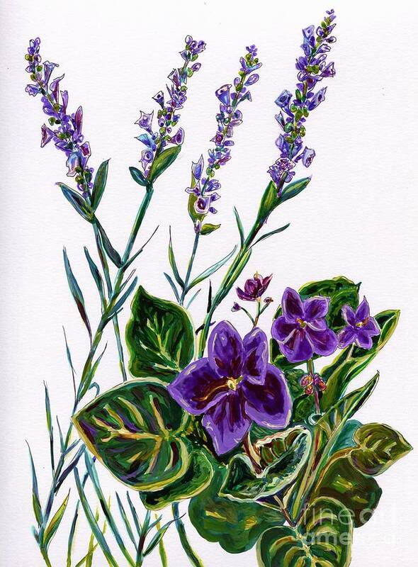 Lavender Art Print featuring the painting Purple Flowers Illustration by Catherine Gruetzke-Blais