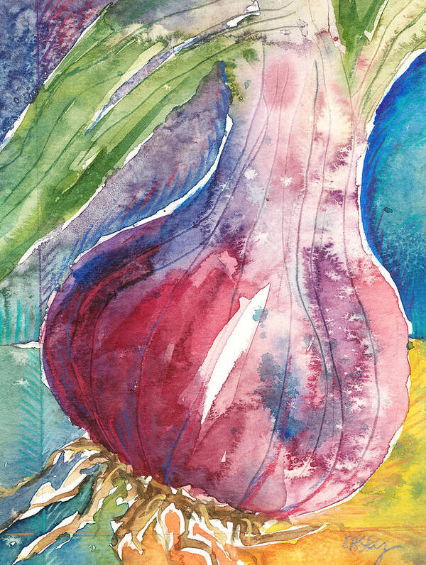  Watercolor Art Print featuring the painting Purple Onion by Casey Rasmussen White