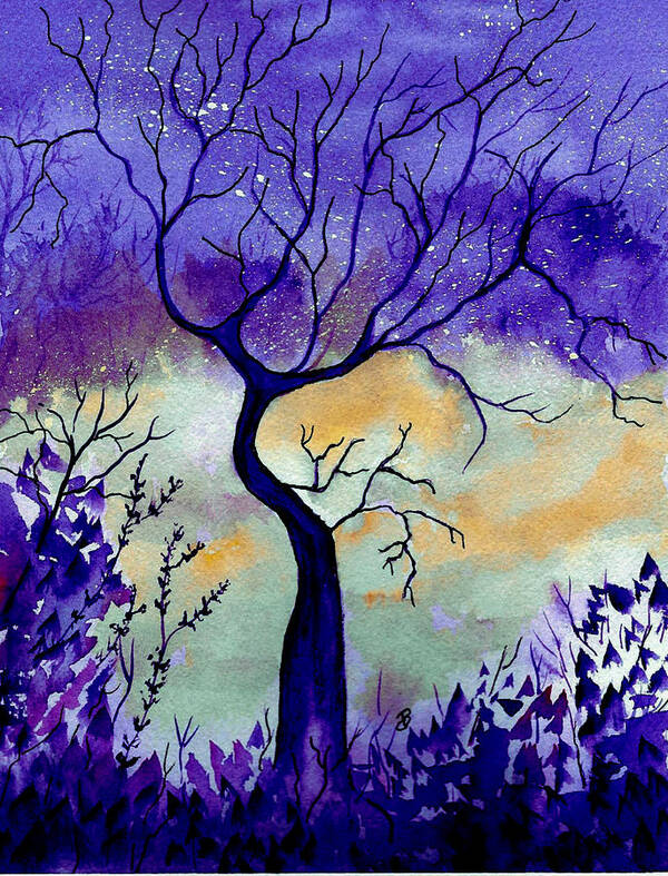 Watercolor Art Print featuring the painting Purple Passion Night by Brenda Owen