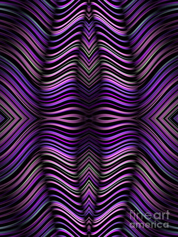 Zebra Abstract Art Print featuring the digital art Purple Zebra by John Edwards
