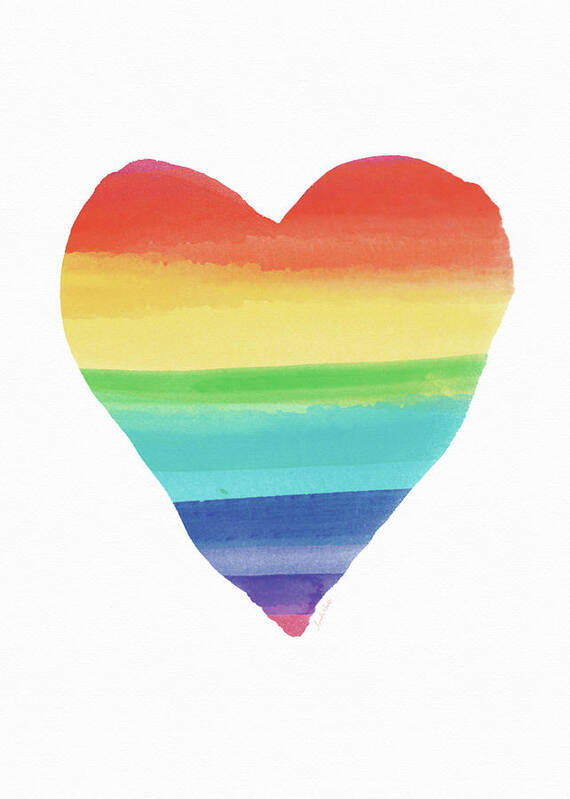 Heart Art Print featuring the painting Rainbow Heart- Art by Linda Woods by Linda Woods