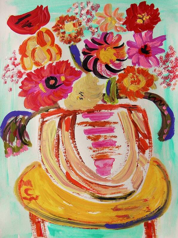 Floral Art Print featuring the painting Rainbow in the Vase by Mary Carol Williams
