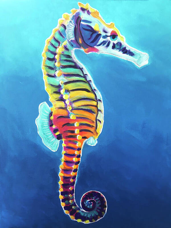 Seahorse Art Print featuring the painting Rainbow Seahorse by Dawg Painter