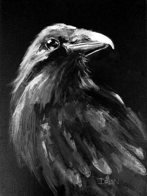 Raven Art Print featuring the painting Raven Watching by Pat Dolan