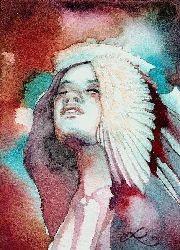 Native American Art Print featuring the painting Ravensara by Ragen Mendenhall