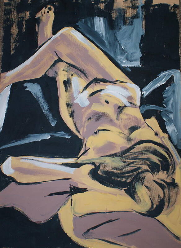 Nudes Art Print featuring the painting Recling Female Model by Joanne Claxton
