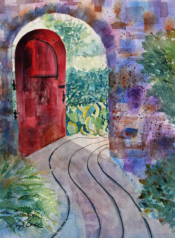 Red Art Print featuring the painting Red Door by Mary Benke
