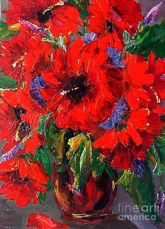 Red Art Print featuring the painting Red Floral by Beverly Boulet