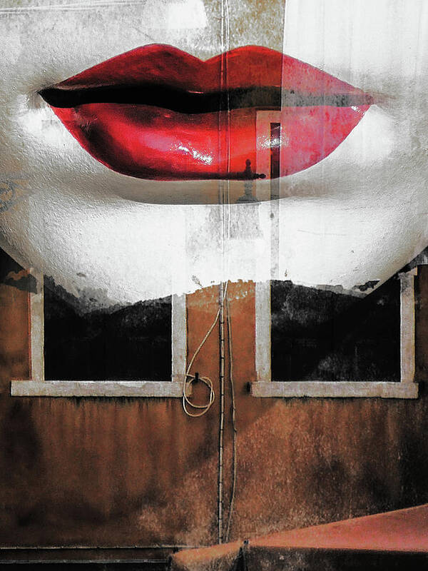 Lips Art Print featuring the photograph Red lips and old windows by Gabi Hampe