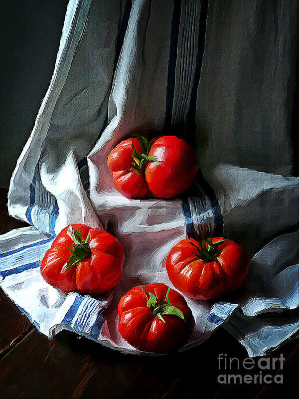 Tomato Art Print featuring the mixed media Red passion by Binka Kirova