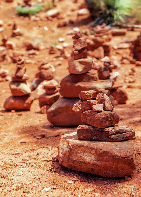 Arizona Art Print featuring the photograph Red Rock Piles Marking Vortex in Sedona by Good Focused