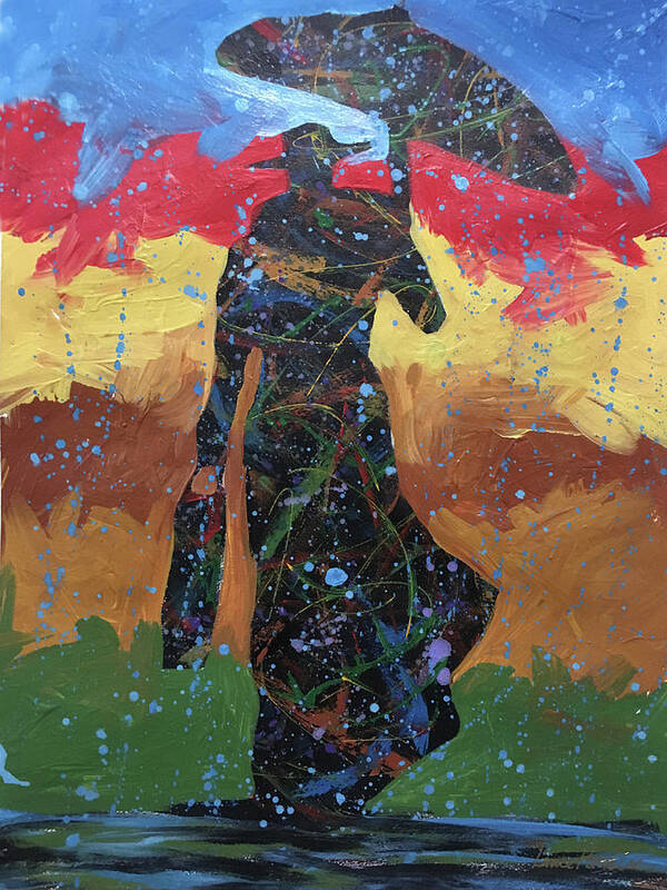Rain Art Print featuring the painting Red Sky Rain by Lance Headlee