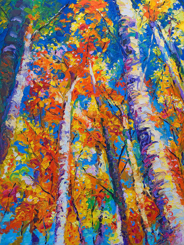 Impresssionist Art Print featuring the painting Redemption - fall birch and aspen by Talya Johnson
