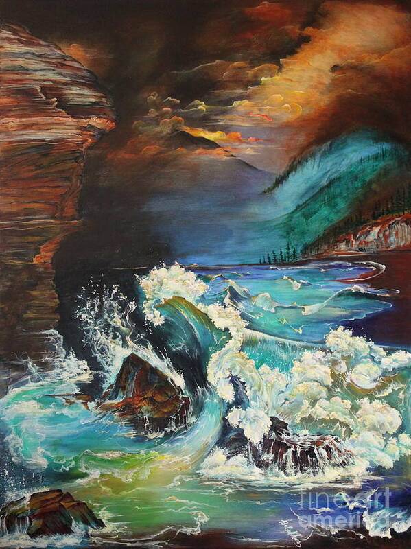 Relentless Art Print featuring the painting Relentless Wave by Farzali Babekhan