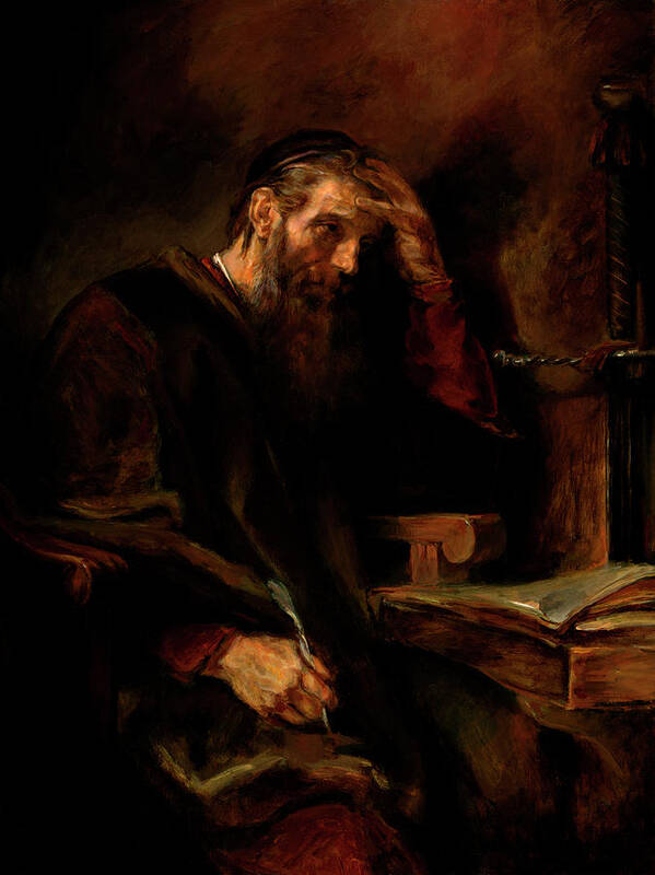 Portrait Art Print featuring the painting Replica of Rembrandt's Apostle Paul by Tigran Ghulyan