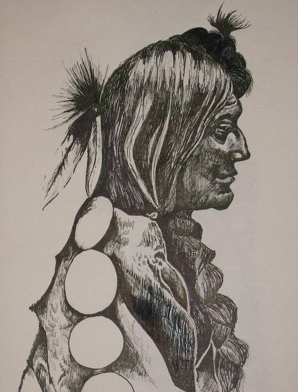 Native American Indian Art Print featuring the drawing Reservation by Leslie Manley