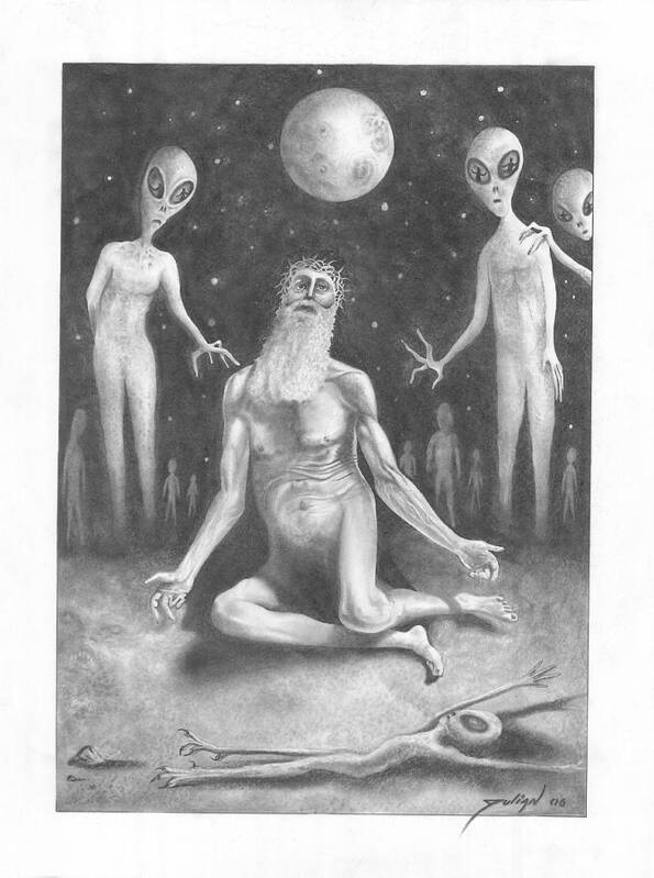 Aliens Art Print featuring the drawing Resurrection by Julian B