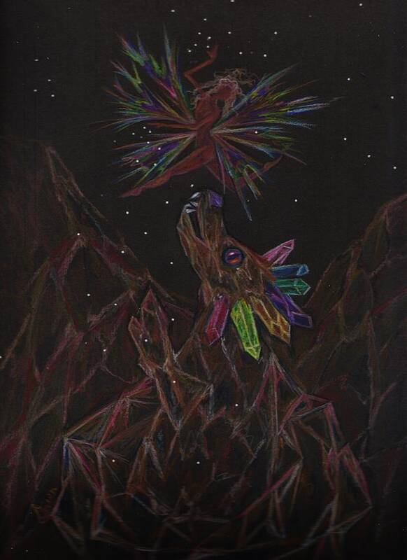 Fairies Art Print featuring the drawing Rock Collecting by Dawn Fairies