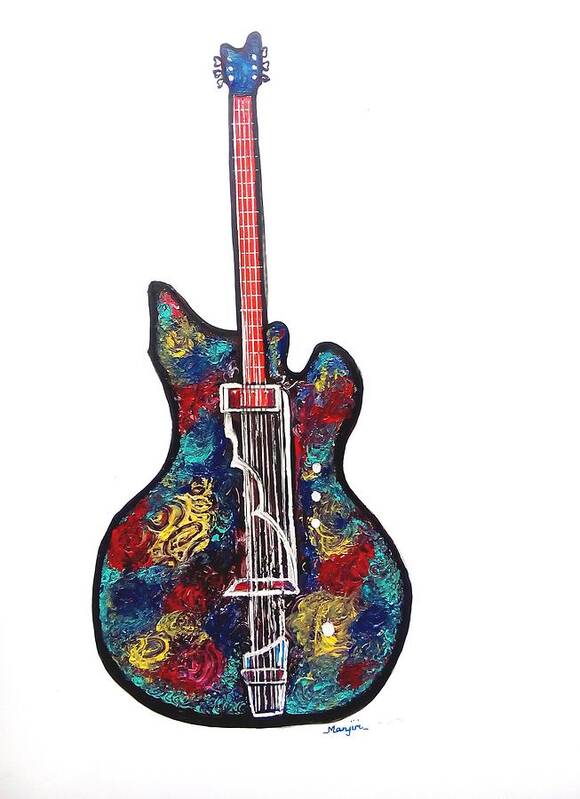 Guitar Art Print featuring the painting Rock on 3 by Manjiri Kanvinde