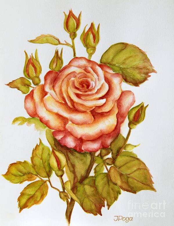 Rose Art Print featuring the painting Rose for my Mom by Inese Poga