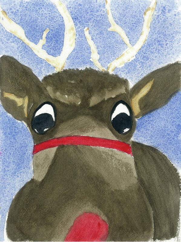 Christmas Art Print featuring the painting Run Run Rudolph by Joan Zepf